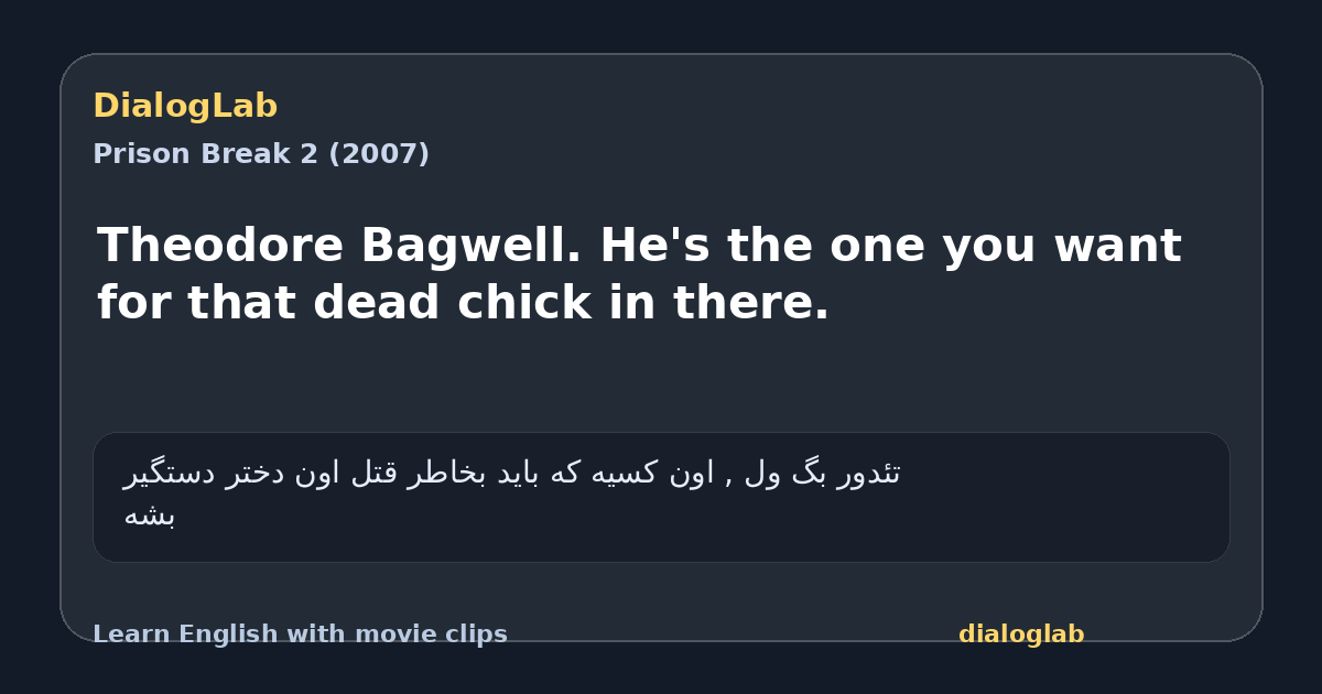 Share card for Theodore Bagwell. He's the one you want for that dead chick in there.
