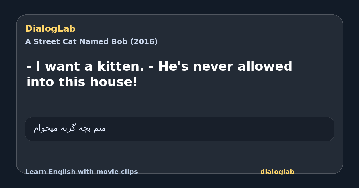 Share card for - I want a kitten. - He's never allowed into this house!
