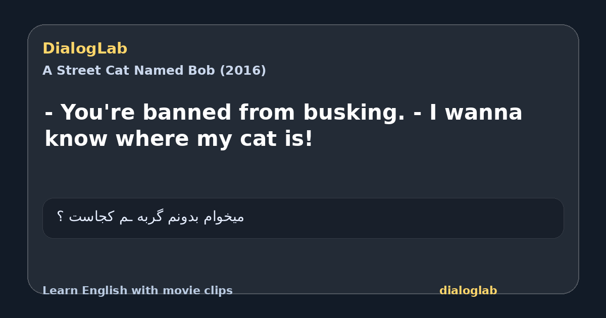 Share card for - You're banned from busking. - I wanna know where my cat is!