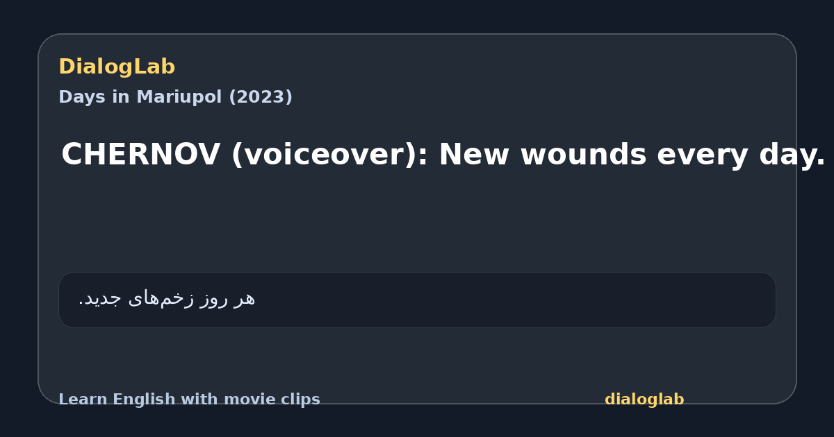 Share card for CHERNOV (voiceover): New wounds every day.
