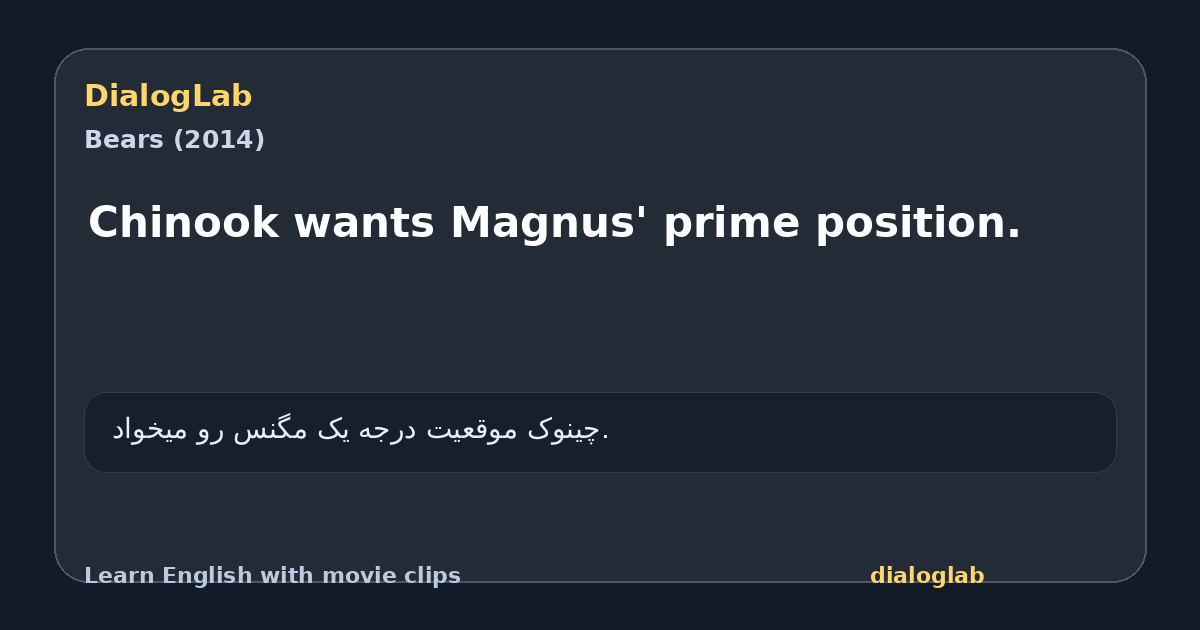 Share card for Chinook wants Magnus' prime position.