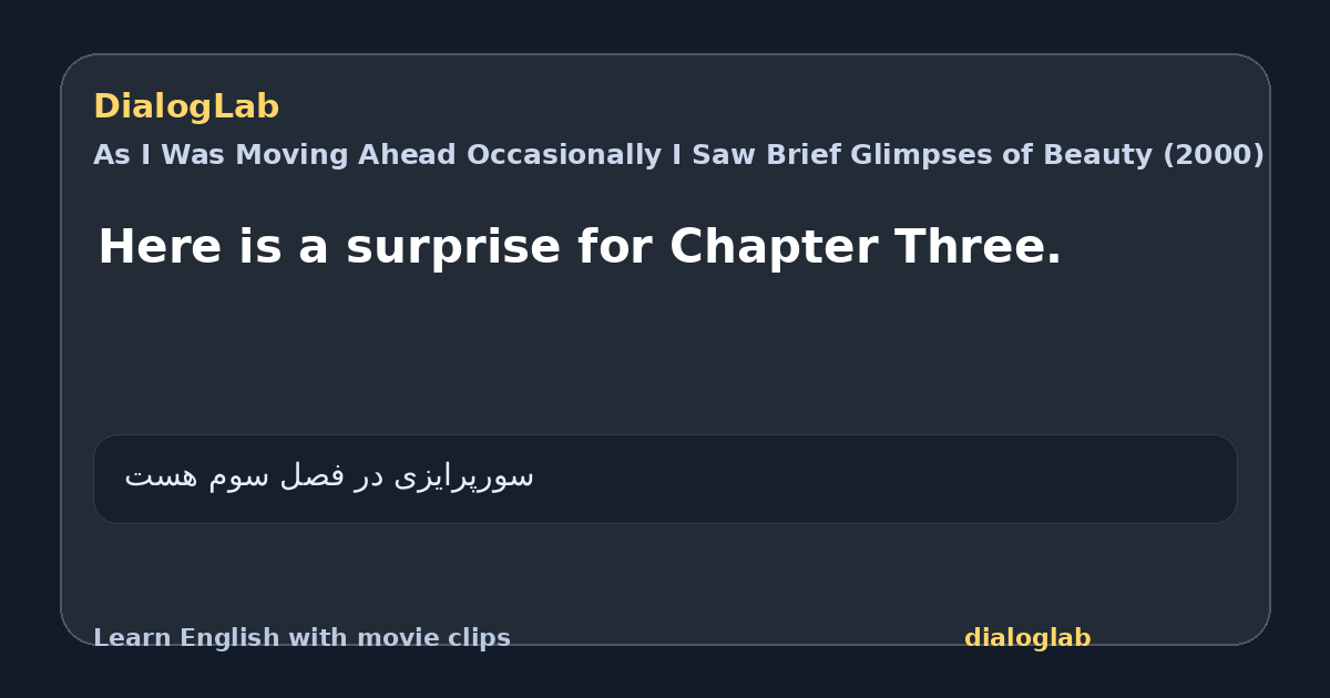 Share card for Here is a surprise for Chapter Three.