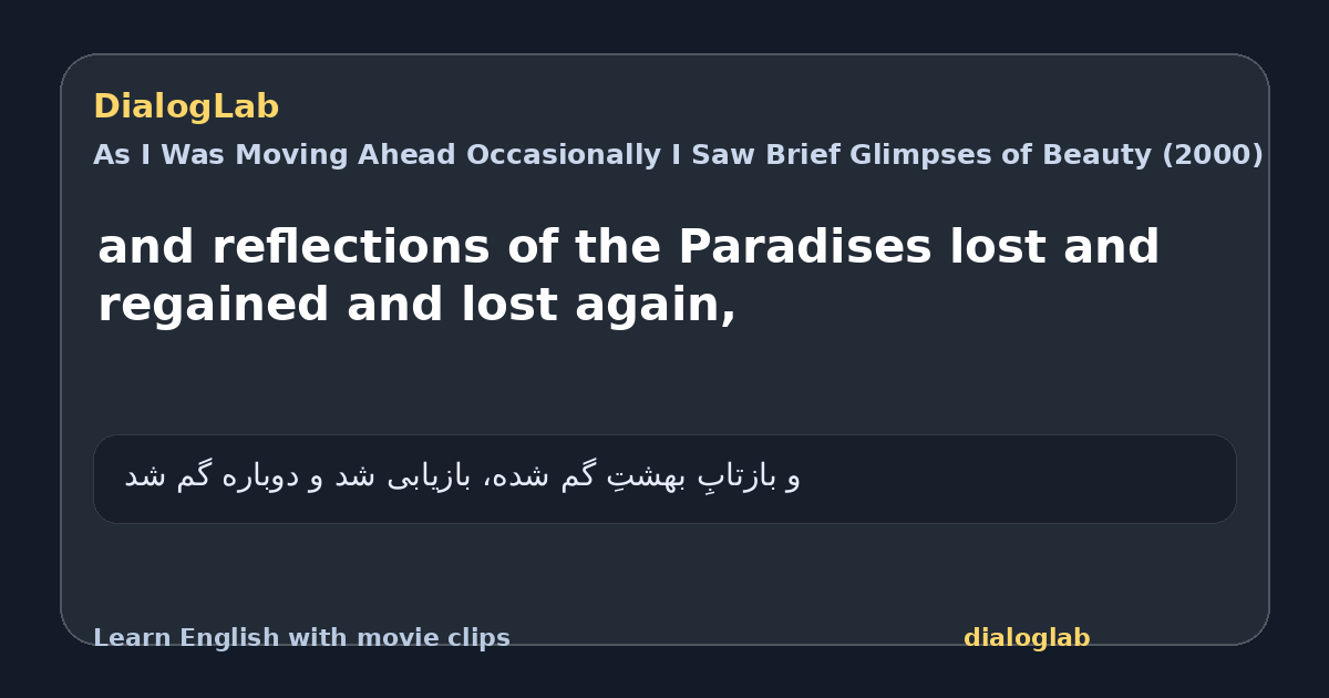 Share card for and reflections of the Paradises lost and regained and lost again,