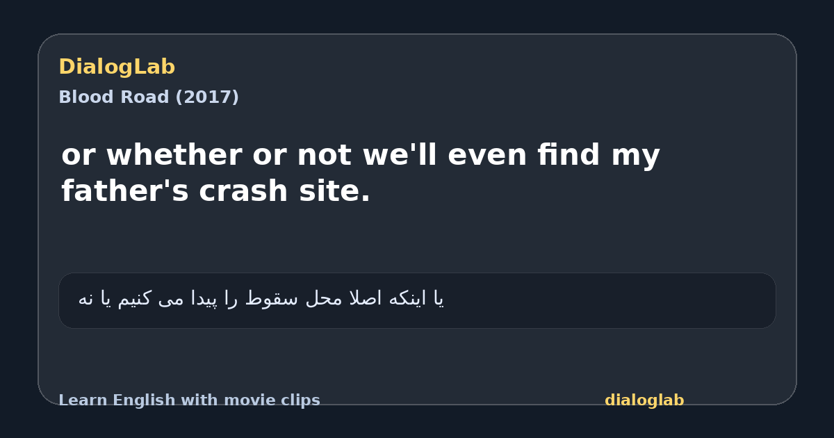 Share card for or whether or not we'll even find my father's crash site.
