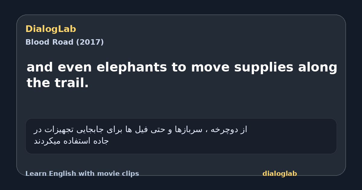 Share card for and even elephants to move supplies along the trail.