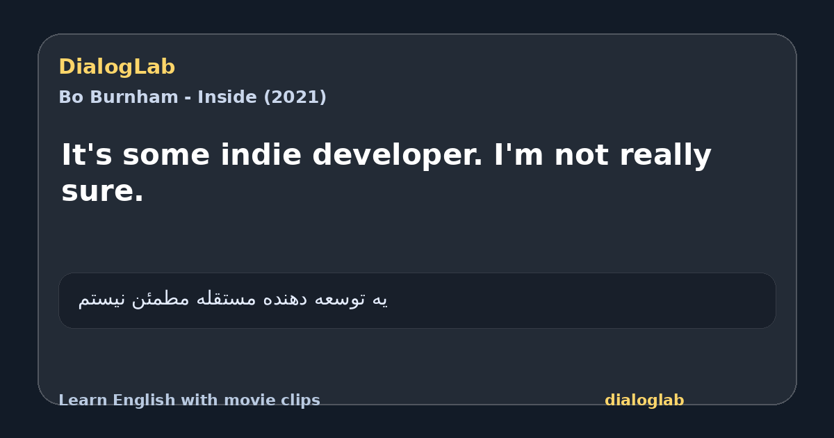 Share card for It's some indie developer. I'm not really sure.