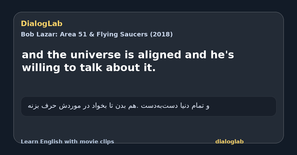 Share card for and the universe is aligned and he's willing to talk about it.