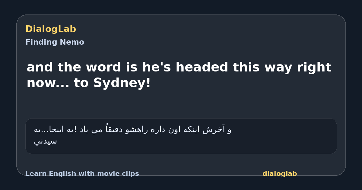 Share card for and the word is he's headed this way right now... to Sydney!