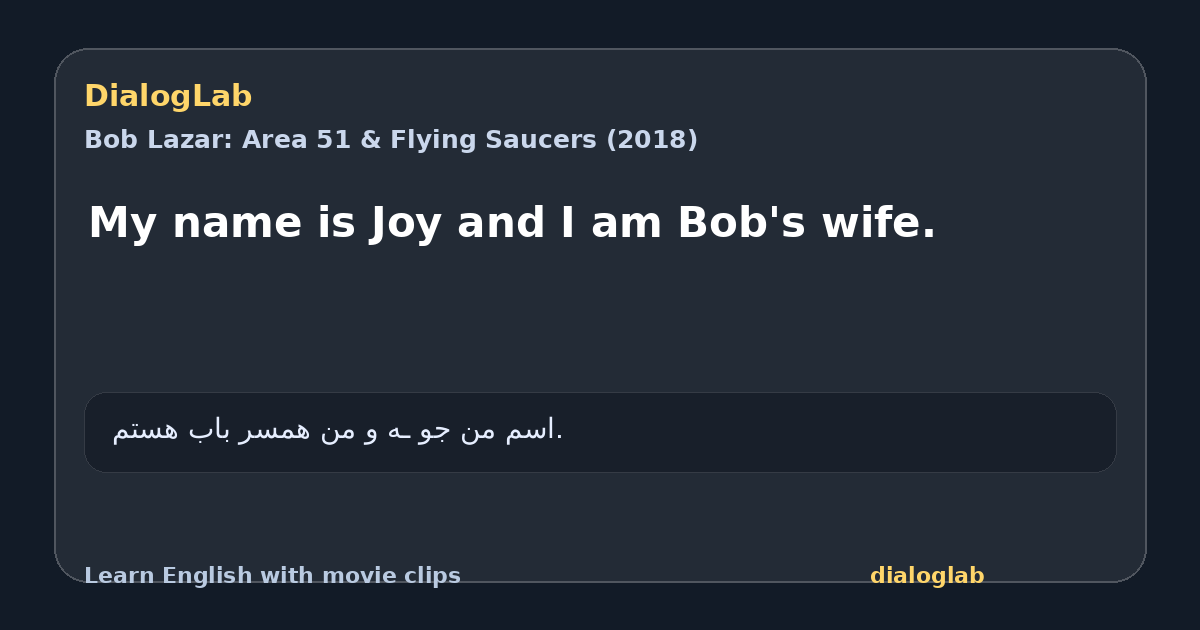 Share card for My name is Joy and I am Bob's wife.