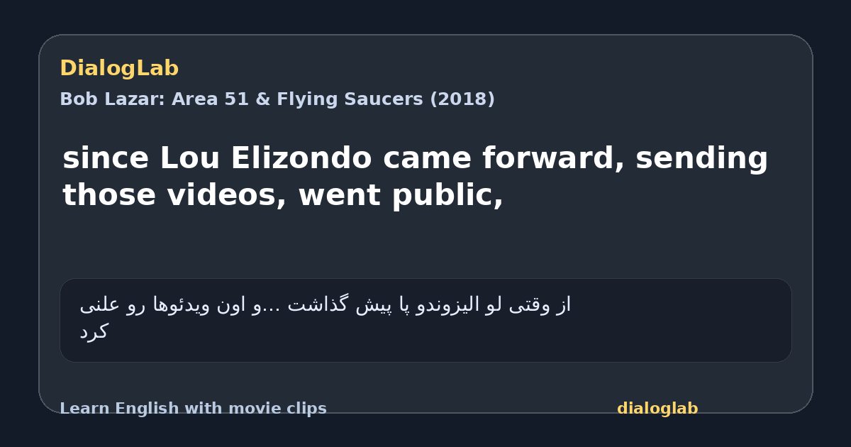 Share card for since Lou Elizondo came forward, sending those videos, went public,