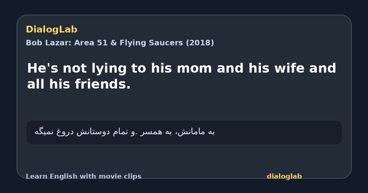 Share card for He's not lying to his mom and his wife and all his friends.