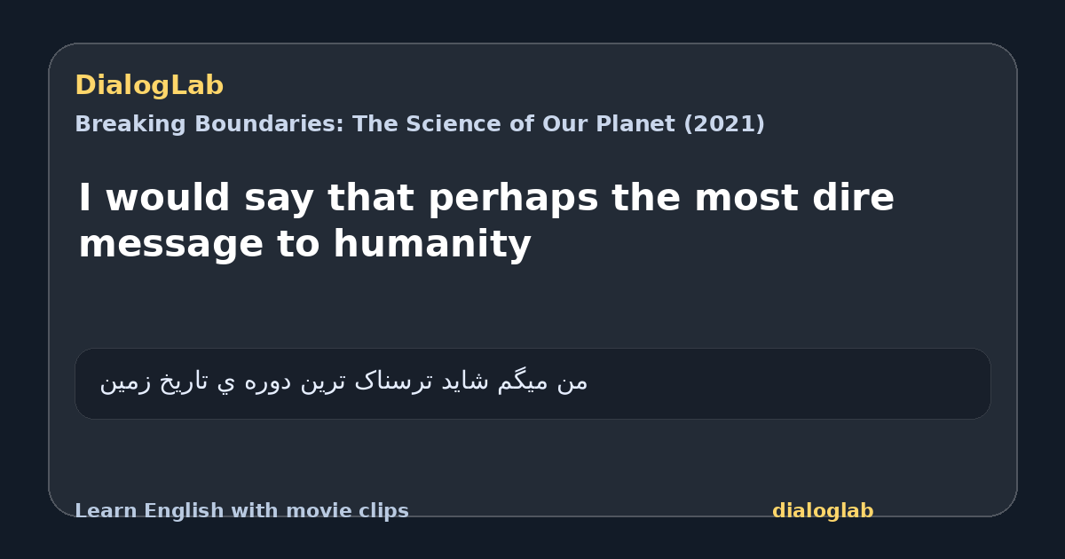 Share card for I would say that perhaps the most dire message to humanity