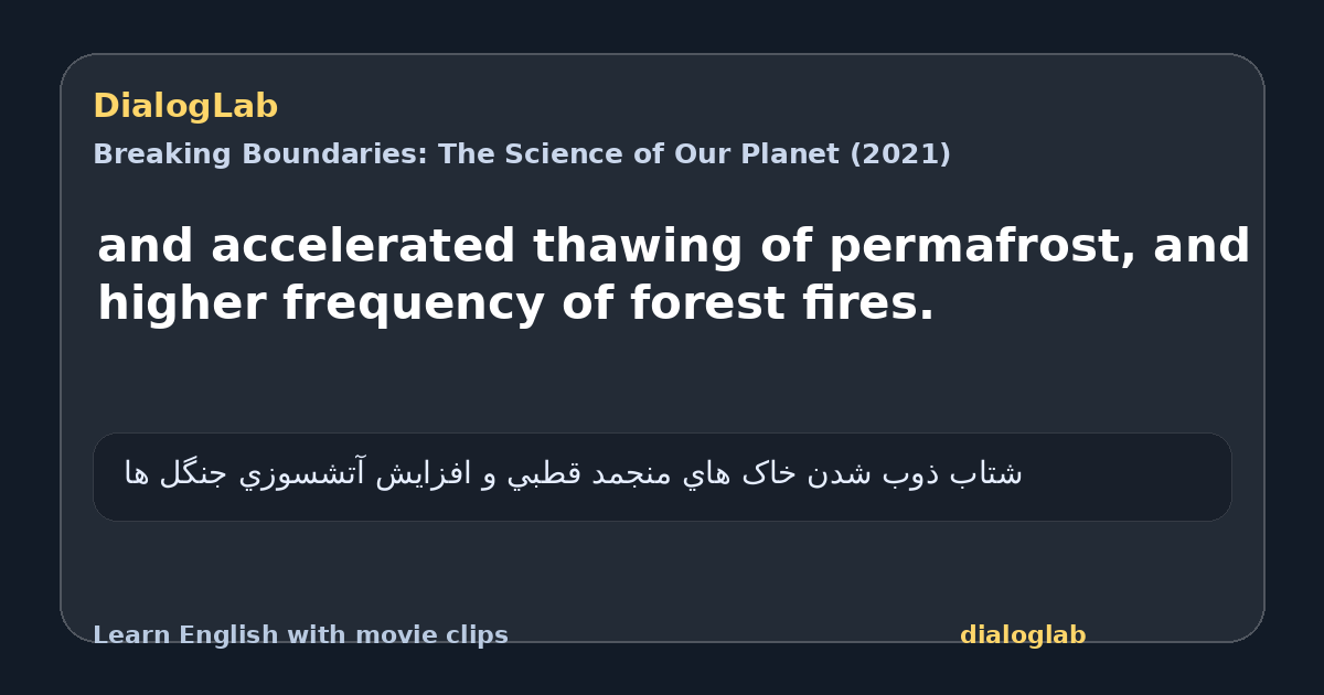 Share card for and accelerated thawing of permafrost, and higher frequency of forest fires.