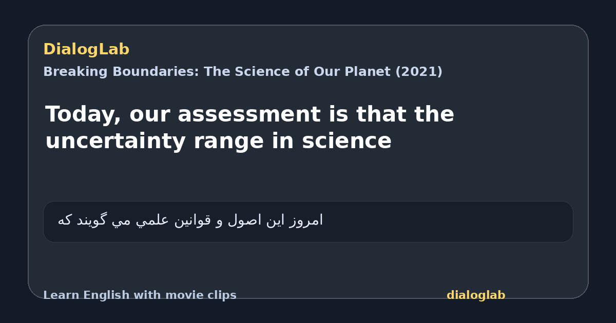 Share card for Today, our assessment is that the uncertainty range in science