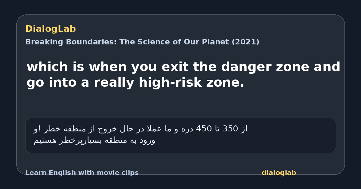 Share card for which is when you exit the danger zone and go into a really high-risk zone.