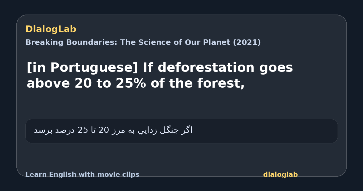 Share card for [in Portuguese] If deforestation goes above 20 to 25% of the forest,