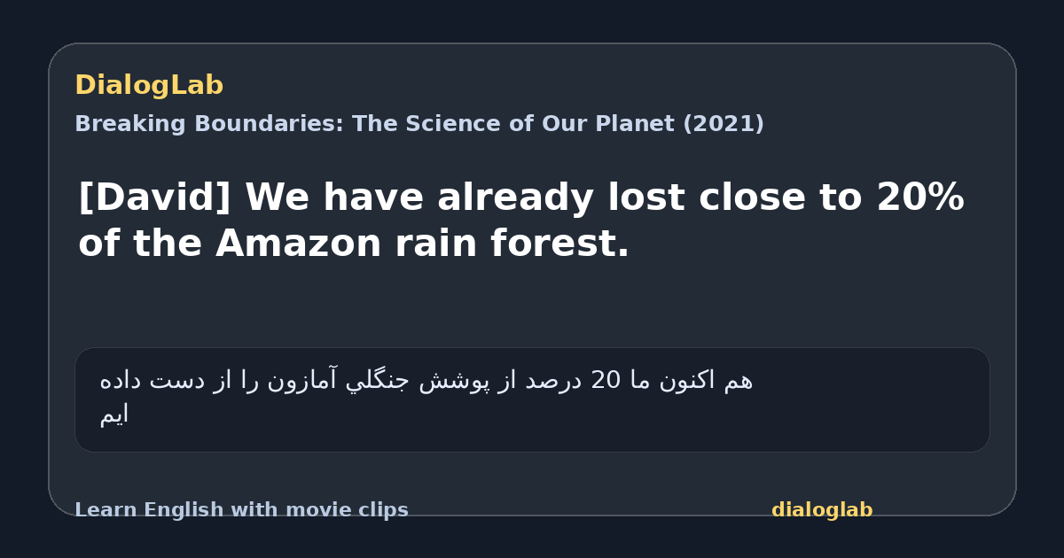 Share card for [David] We have already lost close to 20% of the Amazon rain forest.