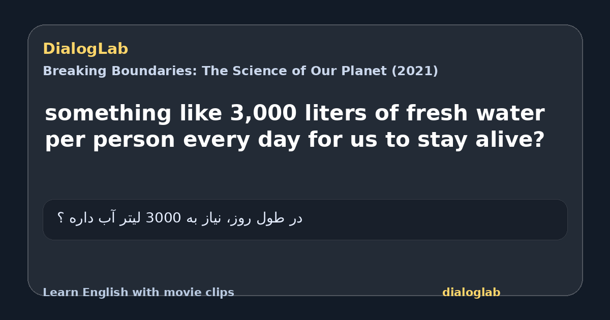 Share card for something like 3,000 liters of fresh water per person every day for us to stay alive?