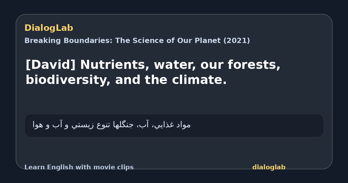 Share card for [David] Nutrients, water, our forests, biodiversity, and the climate.
