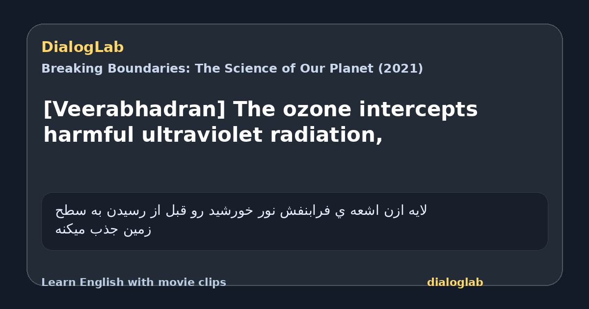 Share card for [Veerabhadran] The ozone intercepts harmful ultraviolet radiation,