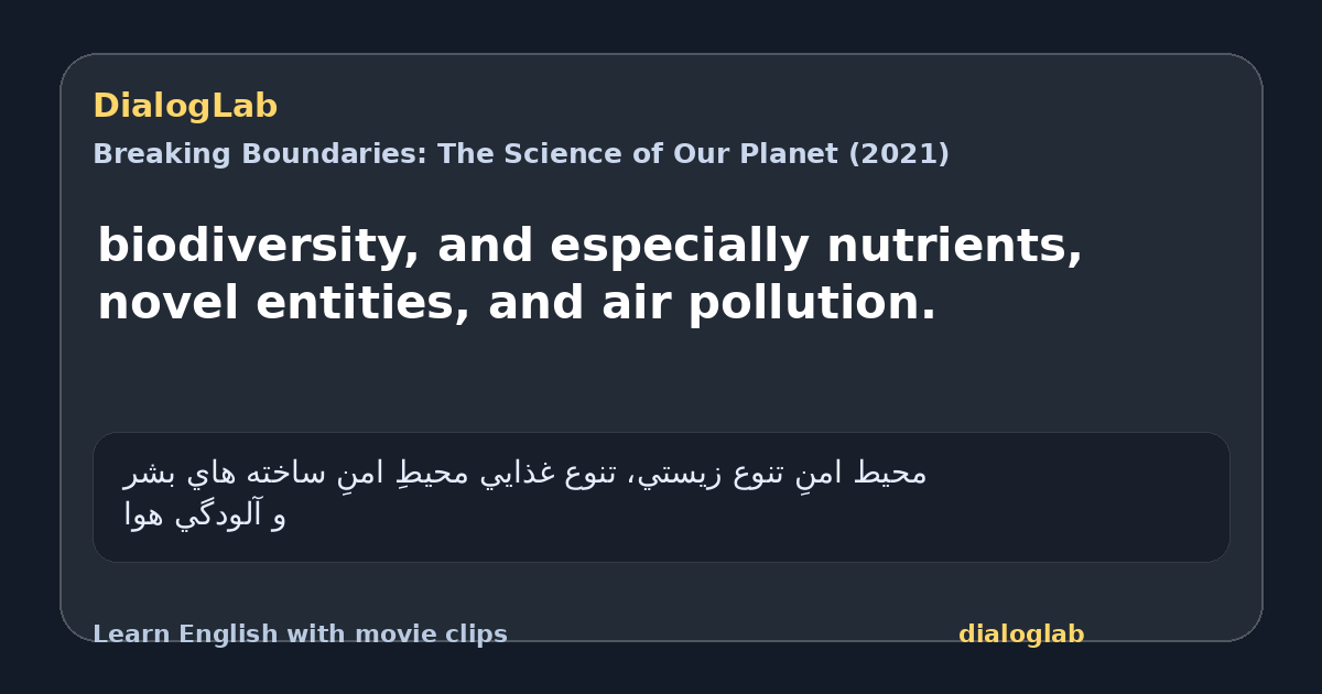 Share card for biodiversity, and especially nutrients, novel entities, and air pollution.