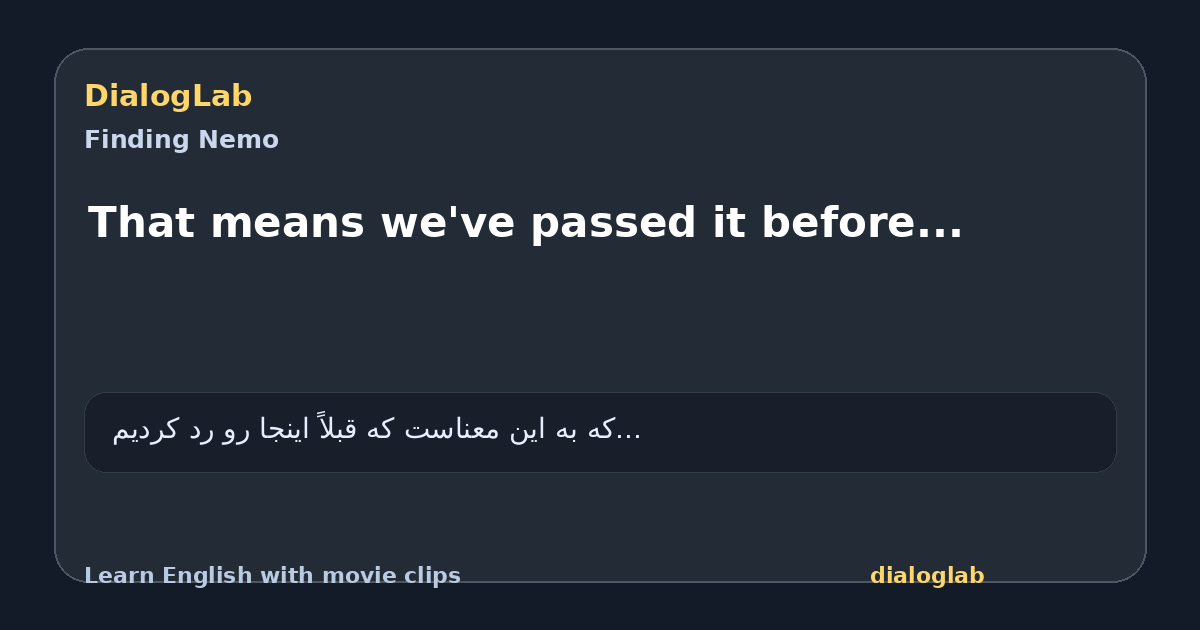 Share card for That means we've passed it before...