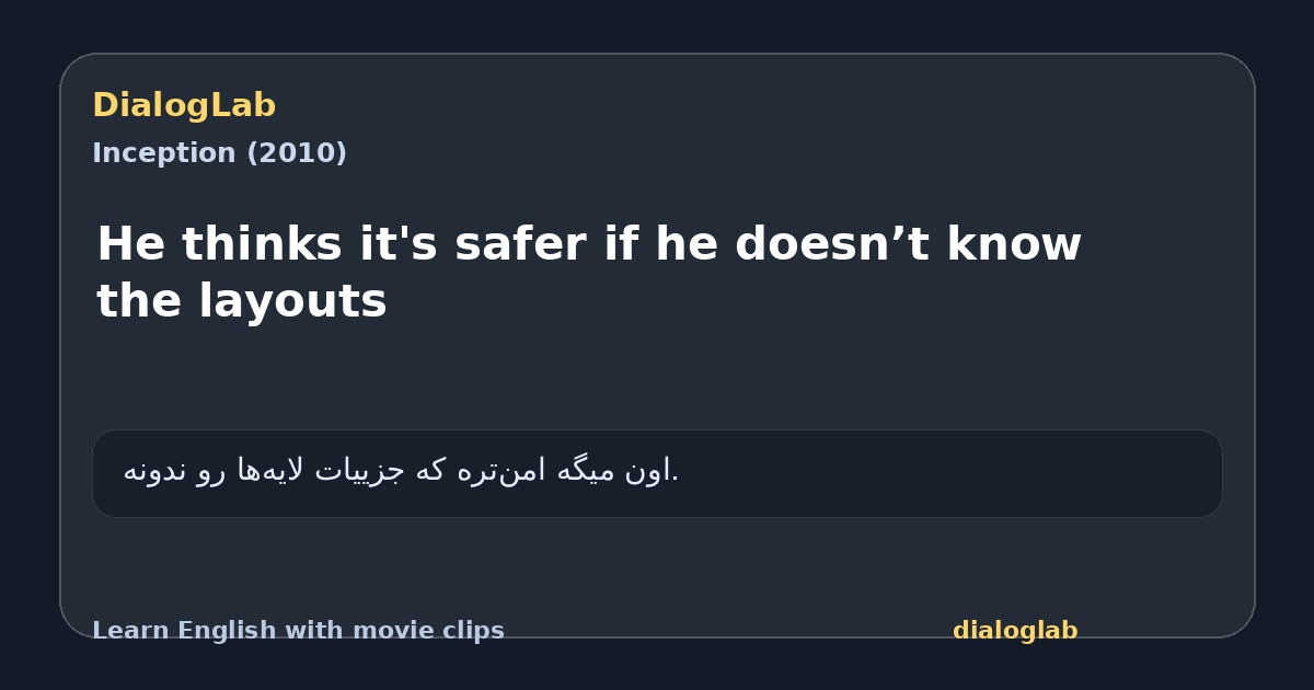 Share card for He thinks it's safer if he doesn’t know the layouts