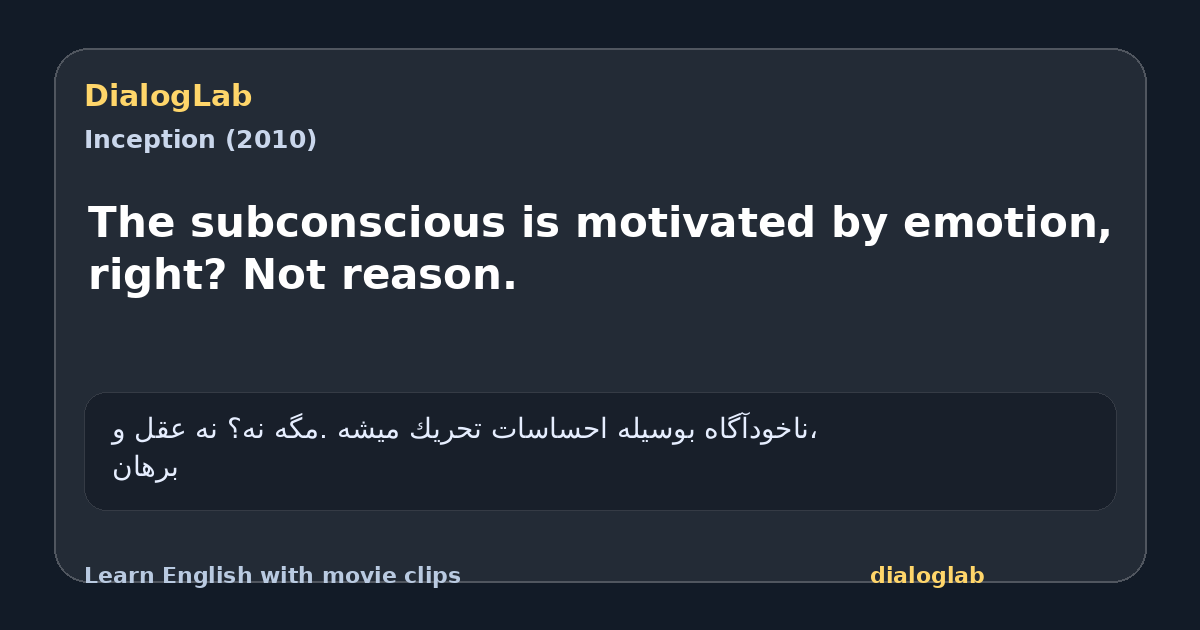 Share card for The subconscious is motivated by emotion, right? Not reason.
