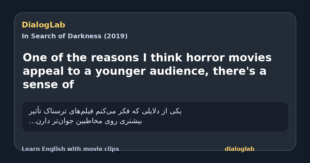 Share card for One of the reasons I think horror movies appeal to a younger audience, there's a sense of