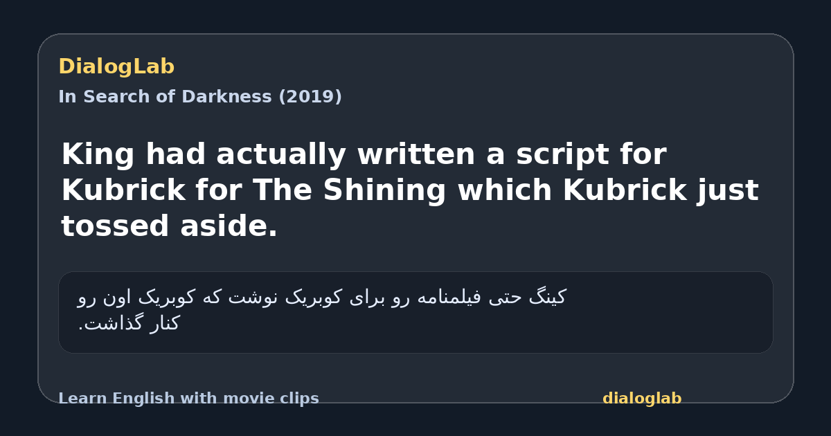Share card for King had actually written a script for Kubrick for The Shining which Kubrick just tossed aside.