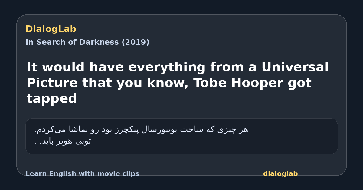 Share card for It would have everything from a Universal Picture that you know, Tobe Hooper got tapped