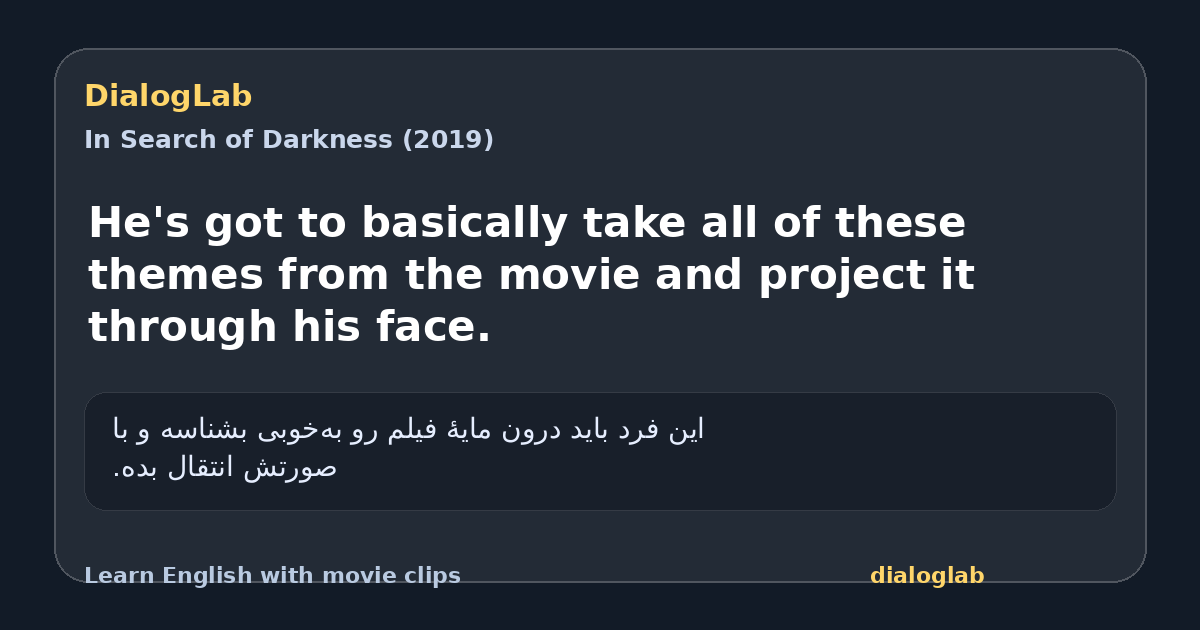 Share card for He's got to basically take all of these themes from the movie and project it through his face.