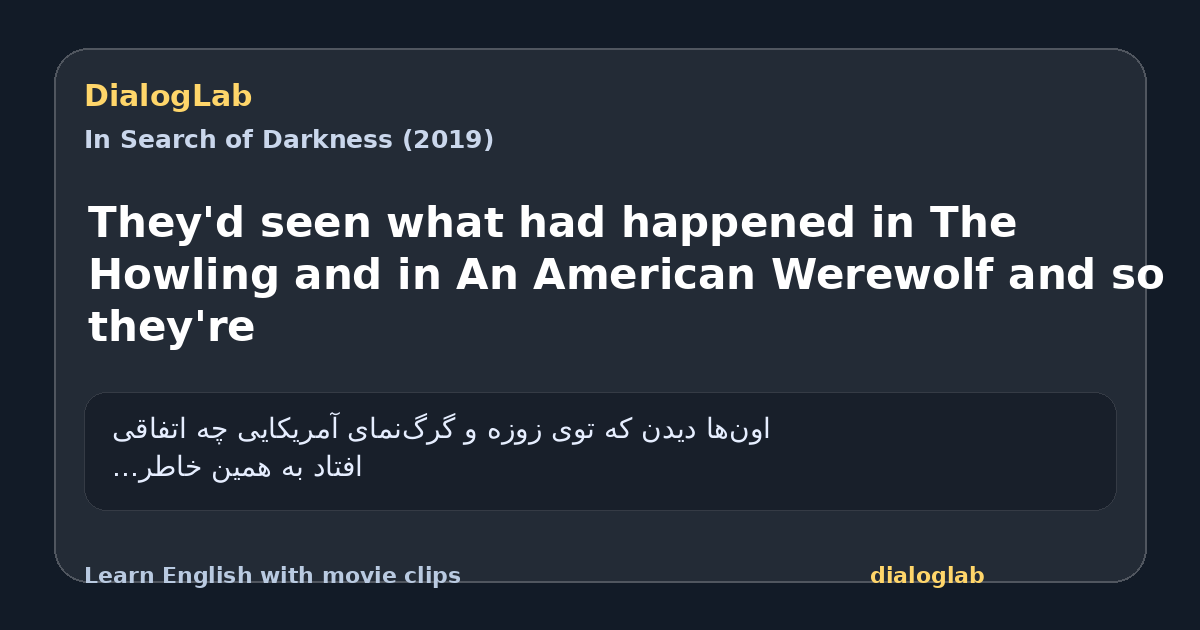 Share card for They'd seen what had happened in The Howling and in An American Werewolf and so they're