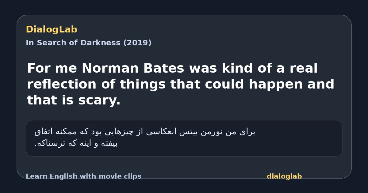 Share card for For me Norman Bates was kind of a real reflection of things that could happen and that is scary.