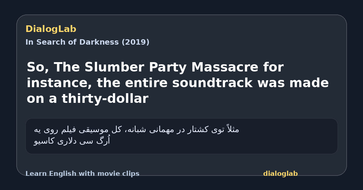Share card for So, The Slumber Party Massacre for instance, the entire soundtrack was made on a thirty-dollar