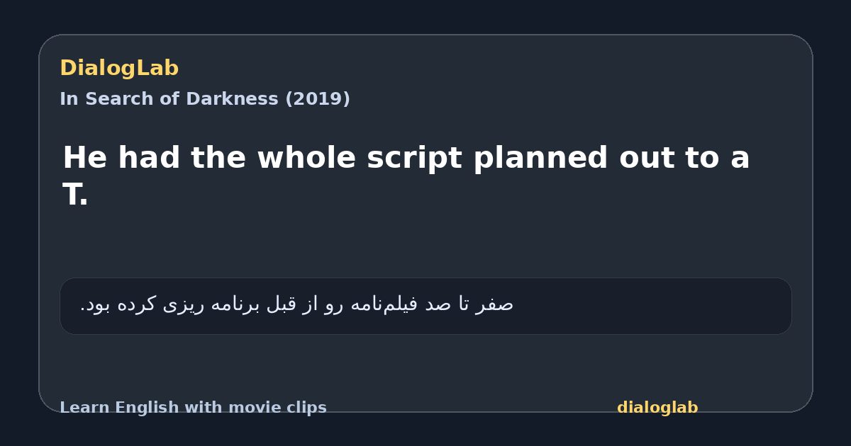 Share card for He had the whole script planned out to a T.