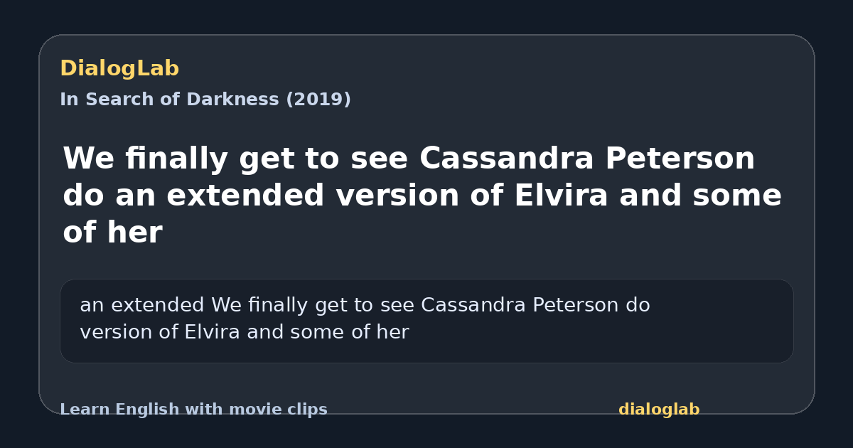 Share card for We finally get to see Cassandra Peterson do an extended version of Elvira and some of her