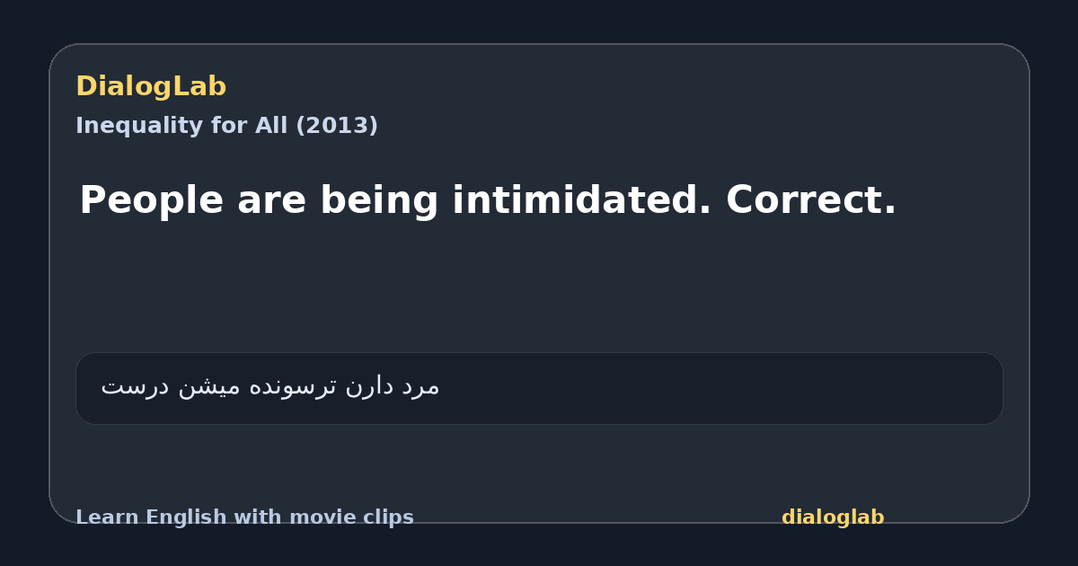 Share card for People are being intimidated. Correct.