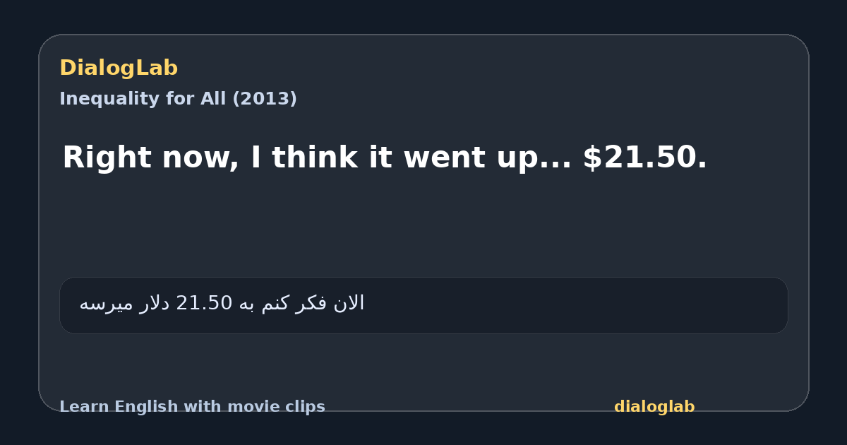 Share card for Right now, I think it went up... $21.50.