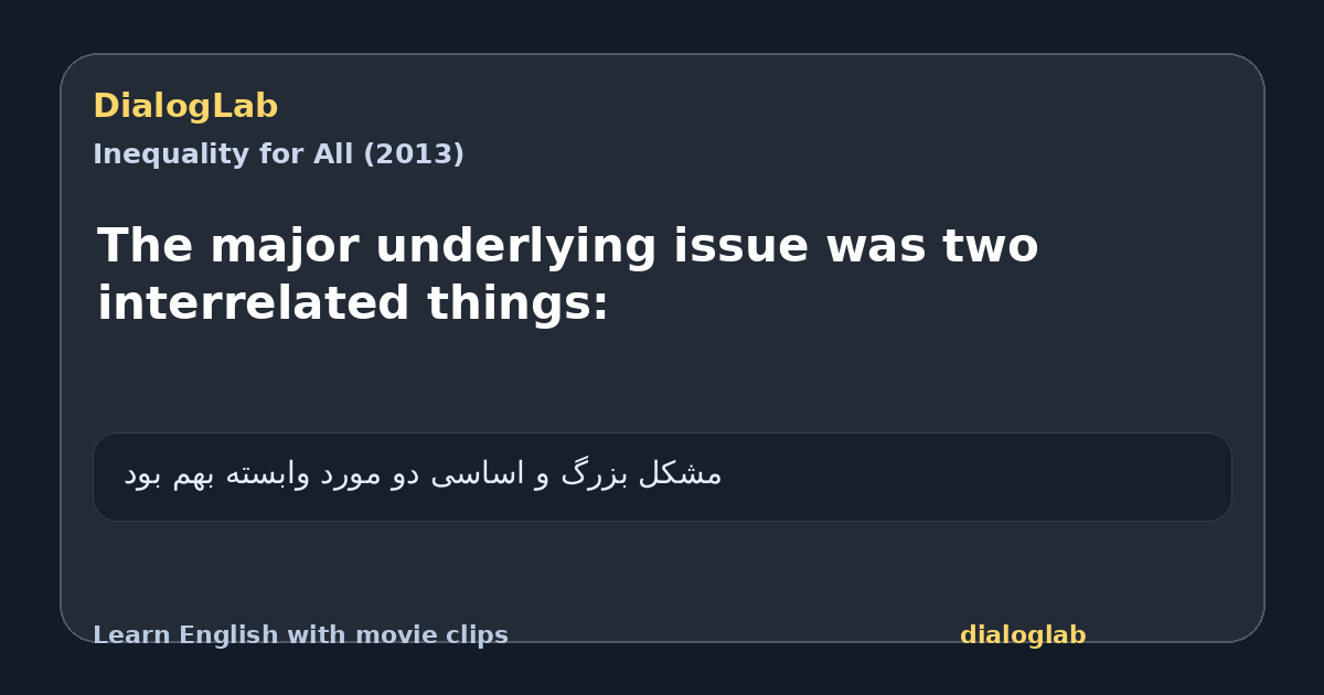 Share card for The major underlying issue was two interrelated things: