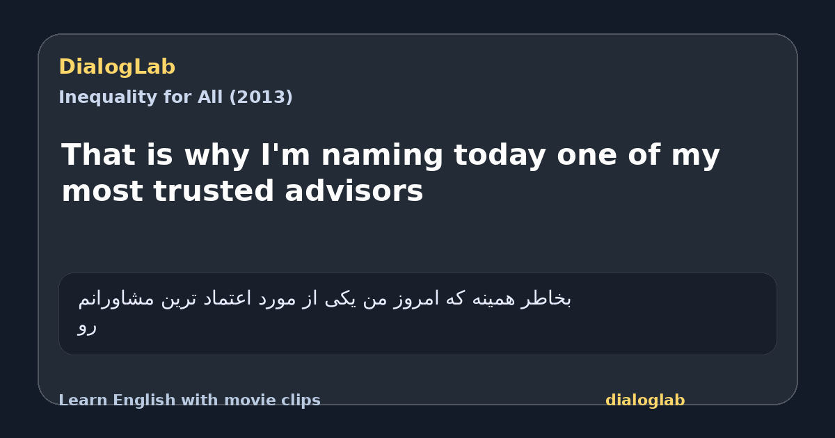 Share card for That is why I'm naming today one of my most trusted advisors