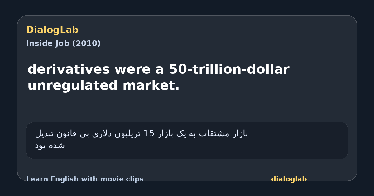 Share card for derivatives were a 50-trillion-dollar unregulated market.