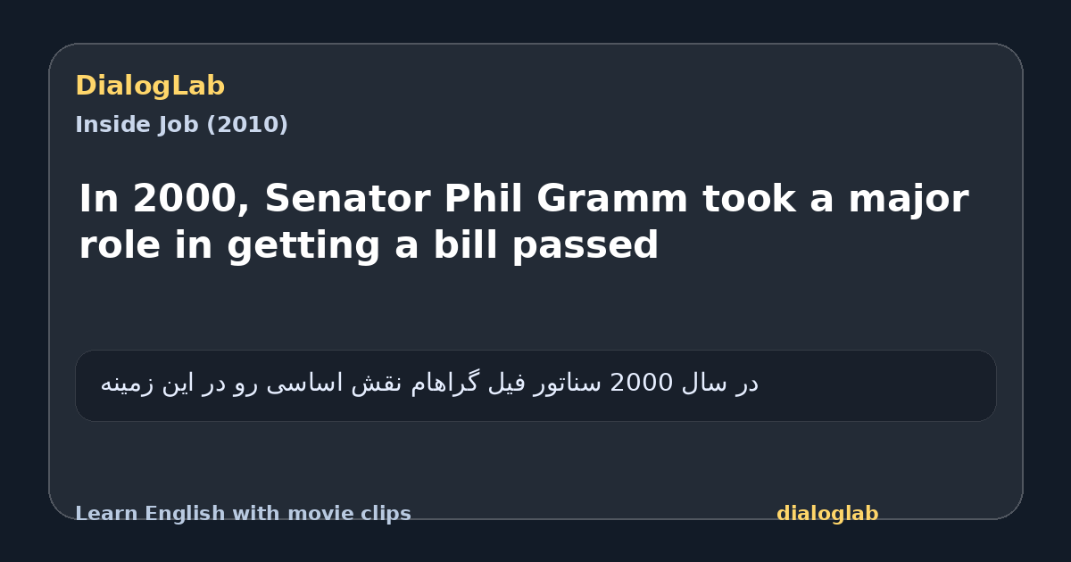 Share card for In 2000, Senator Phil Gramm took a major role in getting a bill passed