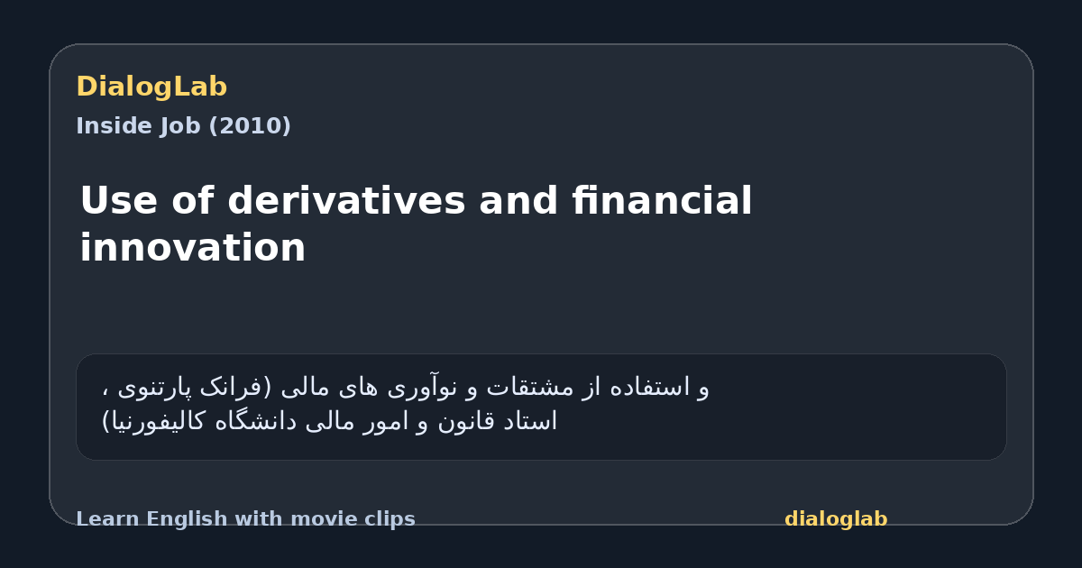 Share card for Use of derivatives and financial innovation