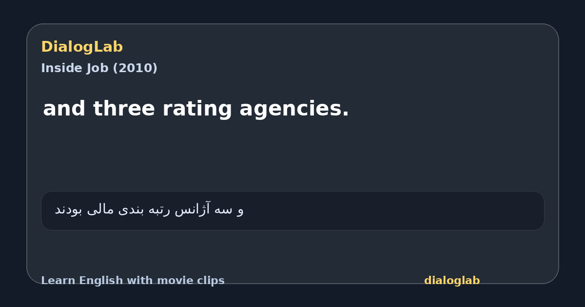 Share card for and three rating agencies.