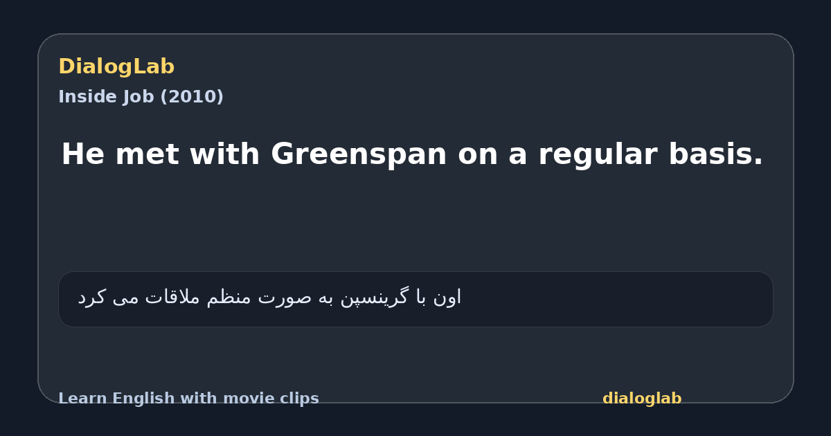Share card for He met with Greenspan on a regular basis.
