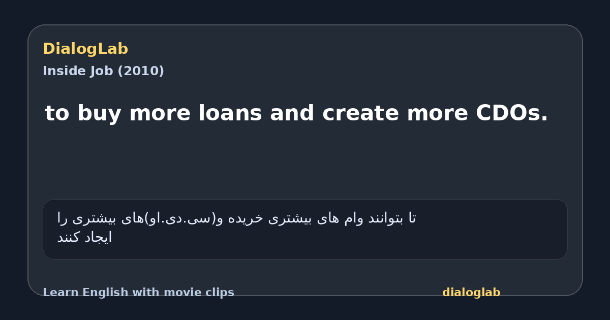 Share card for to buy more loans and create more CDOs.