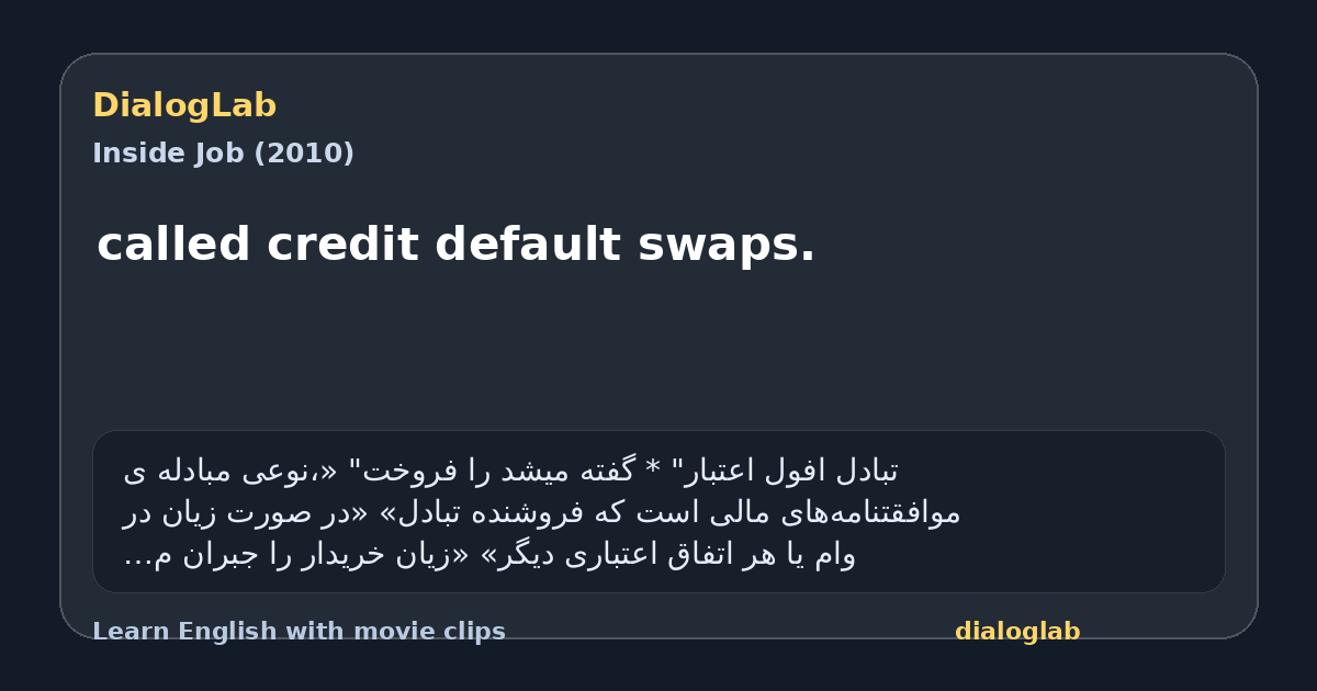 Share card for called credit default swaps.