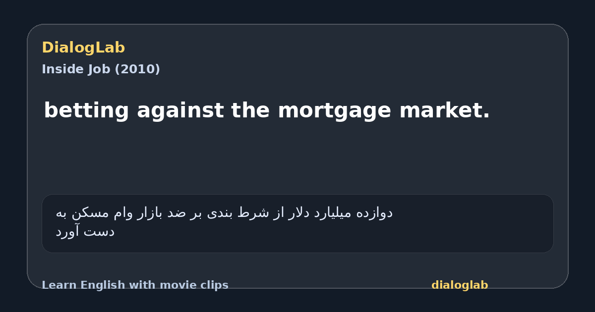 Share card for betting against the mortgage market.