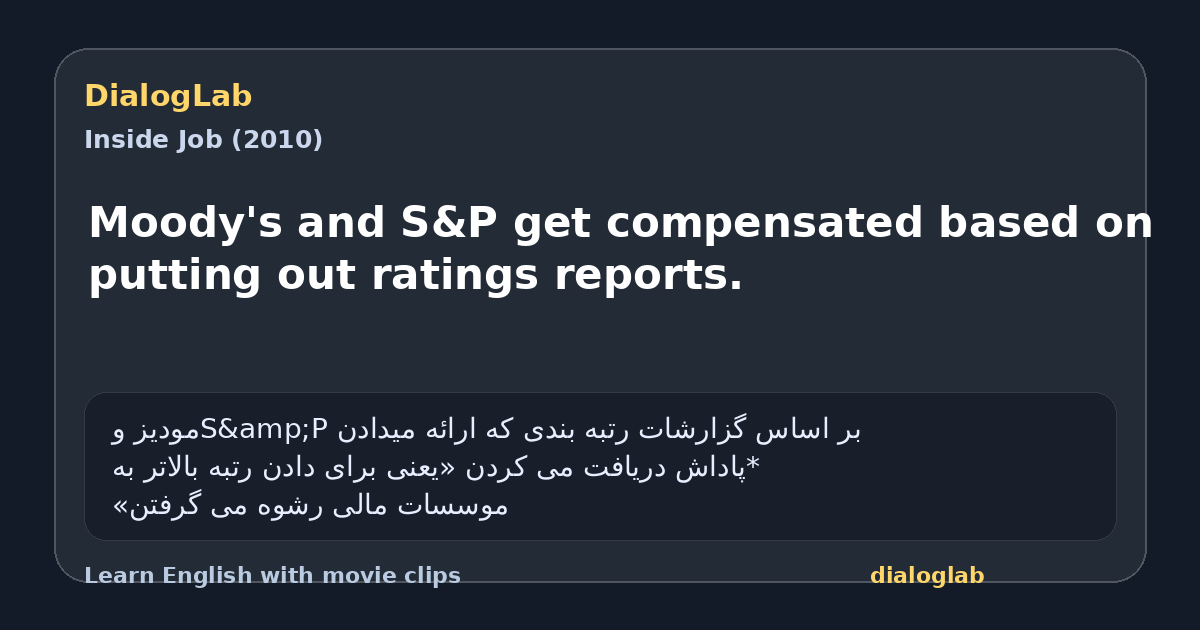 Share card for Moody's and S&P get compensated based on putting out ratings reports.